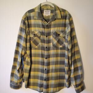 Burton Durable Goods Mens L Brighton Flannel Long Sleeve Shirt Plaid Gray Green